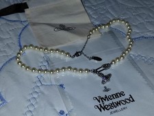 Vivienne Westwood Cream Pearl Beaded Necklace Orb Charm