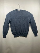 Mens Canali Size 56 Blue 100% Cotton Long Sleeve Sweater