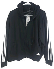 Adidas Womens Future Icon Three Stripes Full Zip Hoodie Jacket XL Black NEW