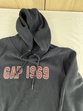 GAP 1969 Hoodie Mens XL Navy Blue Pullover Logo Sweatshirt Distressed Faded