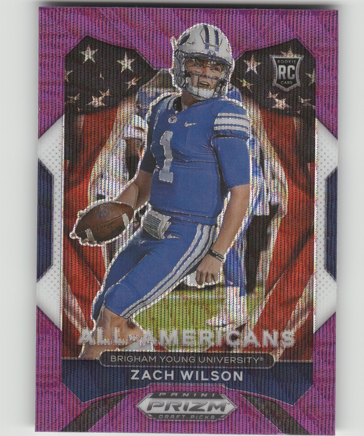 2021 Panini Prizm Draft Picks Zach Wilson #182 All-Americans Purple Wave Prizm R