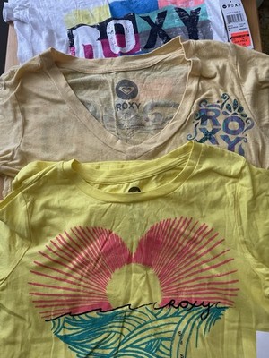 Y2K! Bundle Of 3 Roxy T Shirts. Yellow Small-Medium. Juniors. New With Tags!
