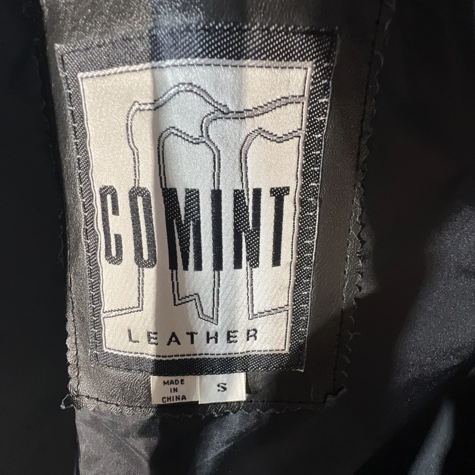 Vintage Comint Genuine Black Leather Duster Jacket Small 90s Coat - Изображение 3 из 4