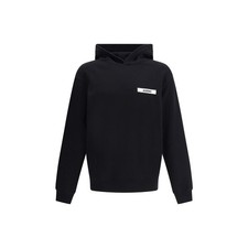Jacquemus Men Black Sweatshirt 100 Cotton Logo Patch Long Sleeves Pullover