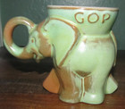 1972 Frankoma GOP Prairie Green Red Clay Elephant Coffee Mug D215-868 Republican — photo 1
