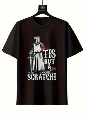 Knight in Armor Plus Size T-Shirt   Humorous Graphic Tee with 'TIS BUT A SCRATCH