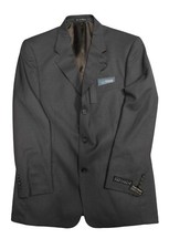 Perry Ellis Portfolio Mens Size 44L Gray Pinstripe Worsted Wool Blazer Coat