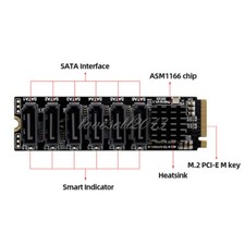 M.2 NVME PCI-E PCIE X4 X8 X16 to 6 Port 3.0 SATA Adapter Card Riser III ASM1166