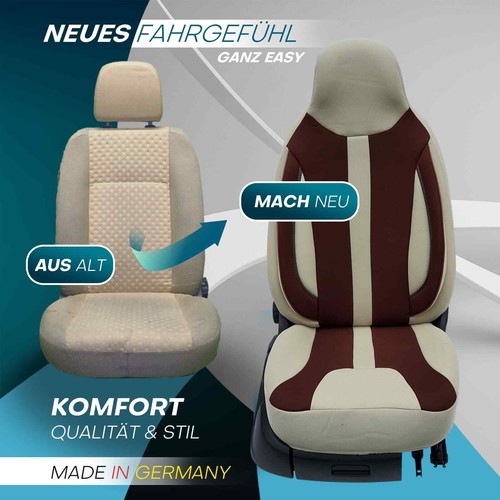 Fundas de asiento de autocaravana piloto adecuadas para Caravelair Allegra 650 (beige-marrón) - Imagen 6 de 11