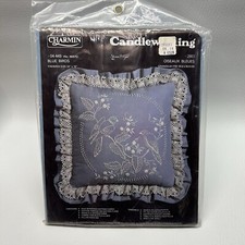 Vintage Olde Mill Candlewicking Needlecrafts Pillow Kit 04-449 Blue Birds NEW