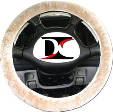 PEARL BEIGE  GENUINE SHEEPSKIN STEERING WHEEL COVER  1/2 inch fur Cool in summer