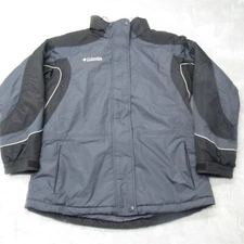 Columbia Jacket Womens Large Blue Colorblock Insulated Snap Zip Parka Winter Ski
