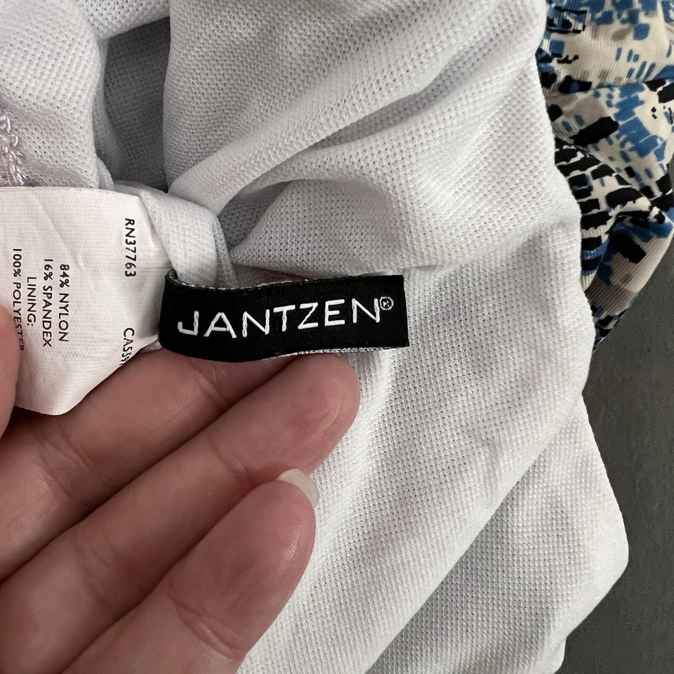 Traje de baño Jantzen para mujer adelgazante fruncido 1 hombro azul/gris de una pieza talla 14 Foto 3 de 4