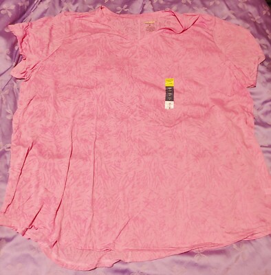 NWT TEK GEAR PINK BURN OUT TOP sz 4X