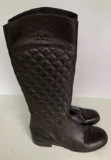 Vince Camuto Rainer Black Quilted Leather Zip Knee High Boots Womens Size 5.5 M