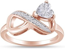 Simulated Birthstone  Diamond Engagement Ring 14k Rose Gold Plated 925 Sterling