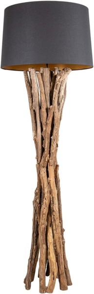 Stehlampe 150Cm Holz Natur Lampe Schwarz Holzlampe Unikat Treibholz Leuchte Boho-image