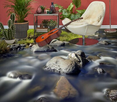 3D Stone River 1818 Fußboden Wandbild Unentschied BildTapete Familie DE Zoe