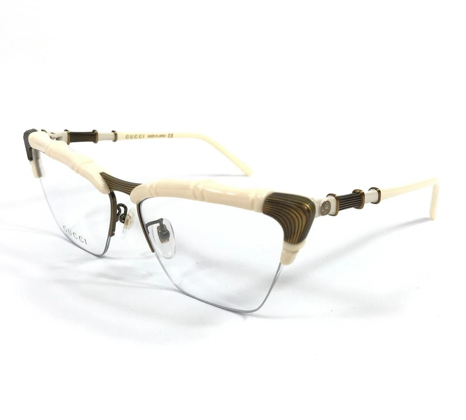 Monturas de gafas Gucci GG0660O 002 marfil dorado antiguo ojo de gato bambú 58-15-140 Foto 4 de 4