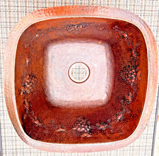 Fregadero de barra de cobre 13" lavabo único bajo montaje fregadero de barra pequeño redondeado cuadrado