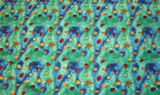 VTG Timeless Treasures Colorful Blue Green Seashells Coral Fabric BTY OOP 1998