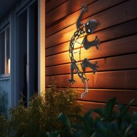 Solarleuchte Wandlampe AußEn Gartendeko Gecko Echse Terrassenlampe Bronze Led
