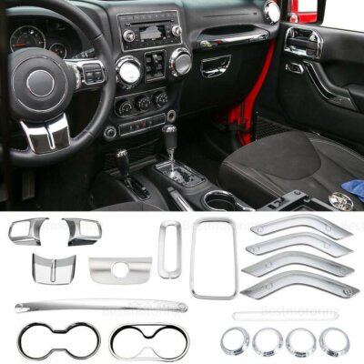 18pc Full Set Interior Decoration Trim Kit for Jeep Wrangler JK 4 Door 2011-2017