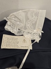 Vintage Baby Bonnet To Bride Story Lace, Linen, Flowers White Never Wore
