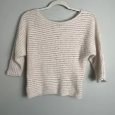 Ann Taylor Rabbit Hair Angora Blend Sweater-Ivory-Dolman Sleeves-Medium