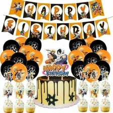 Anime Naruto Birthday Party Decorate Supplies Set，Banner Balloons Cake Toppers