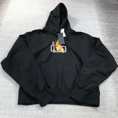 トップス hba hoodie Hood By Air HBA Sweater Mens Large Hoodie Flames Spell out