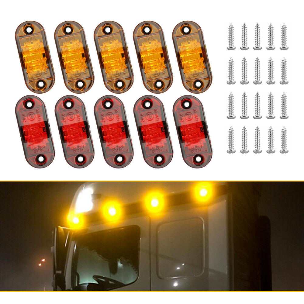 4x Red Round LED Side Marker Lights – 3/4 Inch Mini Clearance Lights For Trucks & Trailers – Waterproof