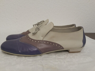 1573---Accatino italy Slipper Gr 40 Leder butterweich   creme-taupe-jeansblau S