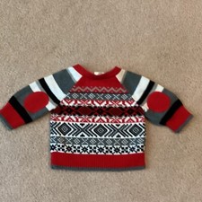 HANNA ANDERSSON INFANT 50, 0-3 MONTH, NORDIC PATTERN SWEATER, THREE BUTTON