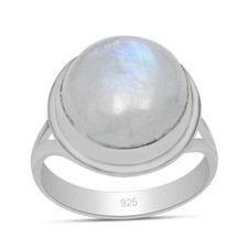 12X12 mm Rainbow Moonstone 925 Sterling Silver Split Shank Ring Gift For Women