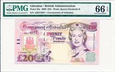 Government of Gibraltar Gibraltar 20 Pounds 2006  PMG  66EPQ