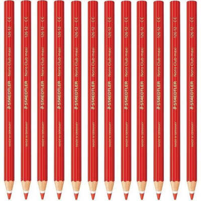 NEW Staedtler 126 12-2 Noris Club Maxi Learner Coloured Pencils Red Pack 12