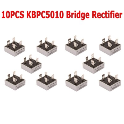 10Pcs 1000V 50A Metal Case Single Phase Diode Bridge Rectifier KBPC5010 10X