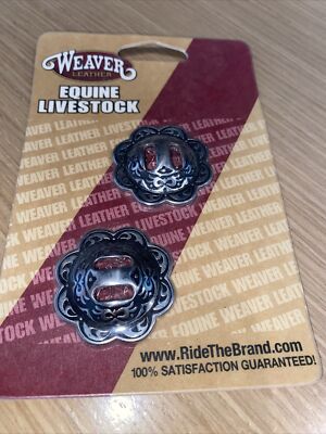 Weaver Equine Livestock Saddle Floral Concho  1 -1/2 Inch Stainless Steel Set 2