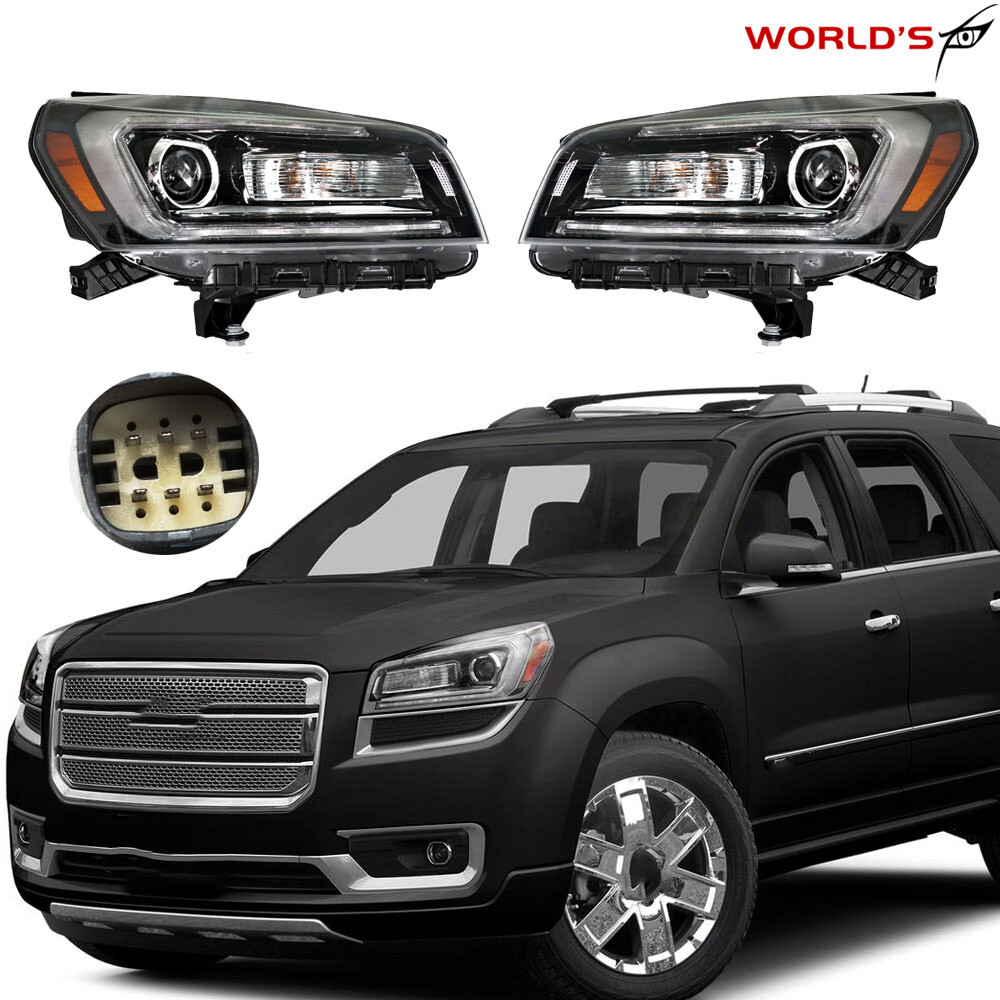 For 20132016 GMC Acadia Headlight Assembly Halogen W/LED Black Driver