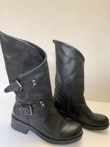 Coolway Alida black leather moto boots buckles Sz 39 US 8 | eBay