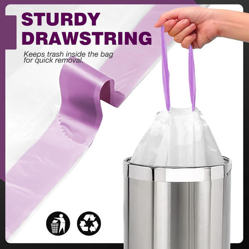 Small Trash Bags 4 Gallon - Drawstring Small Garbage Bags, White Mini Trash Can - 第 2/6 張圖片
