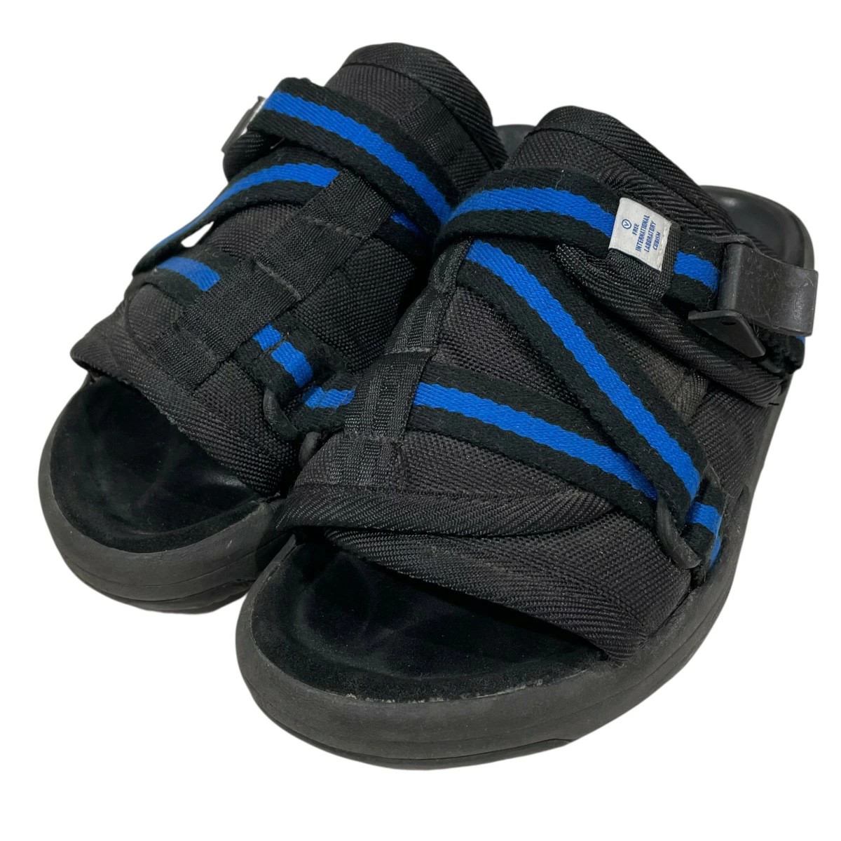 VISVIM Christo Stripe Sandals Black/Blue M US Size 8.5/UK 7.5 Used