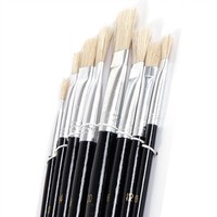 Pinsel Set | Aluminium, Naturhaar, Eckig | Malpinsel, 8 Pinsel