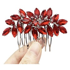 Bridal Crystal Hair Piece Rhinestone Wedding Small Hair Comb burgundy