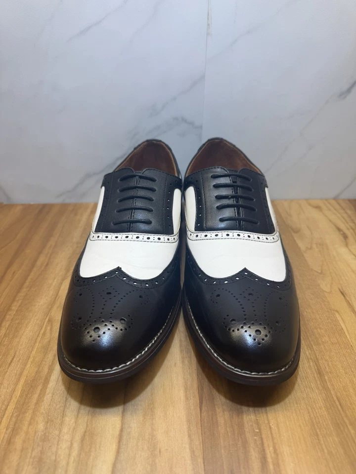 Ferro Aldo “Arthur” Men's Classic Wingtip Black and White Shoes - Size 9 - Image 2 of 4