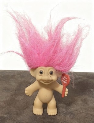 You're SO-O-O-O HUGGABLE 7  Russ Message Troll Doll Pink Hair Brown Eyes #18200