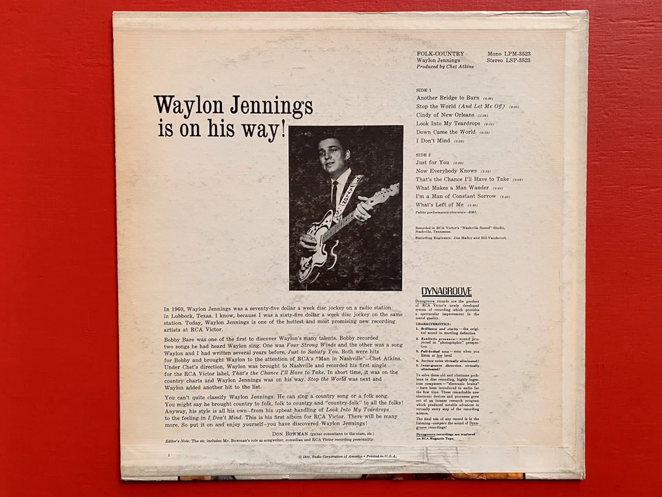 Waylon Jennings - Folk Country 1968 RCA Victor Reissue EX/VG+ - Image 2 of 4