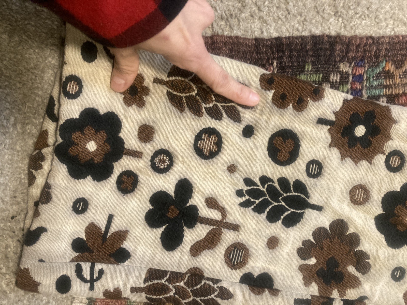 2pc Vest Pants suit Set Womens S Brown Tapestry bell bottom 70s Floral Vtg daisy