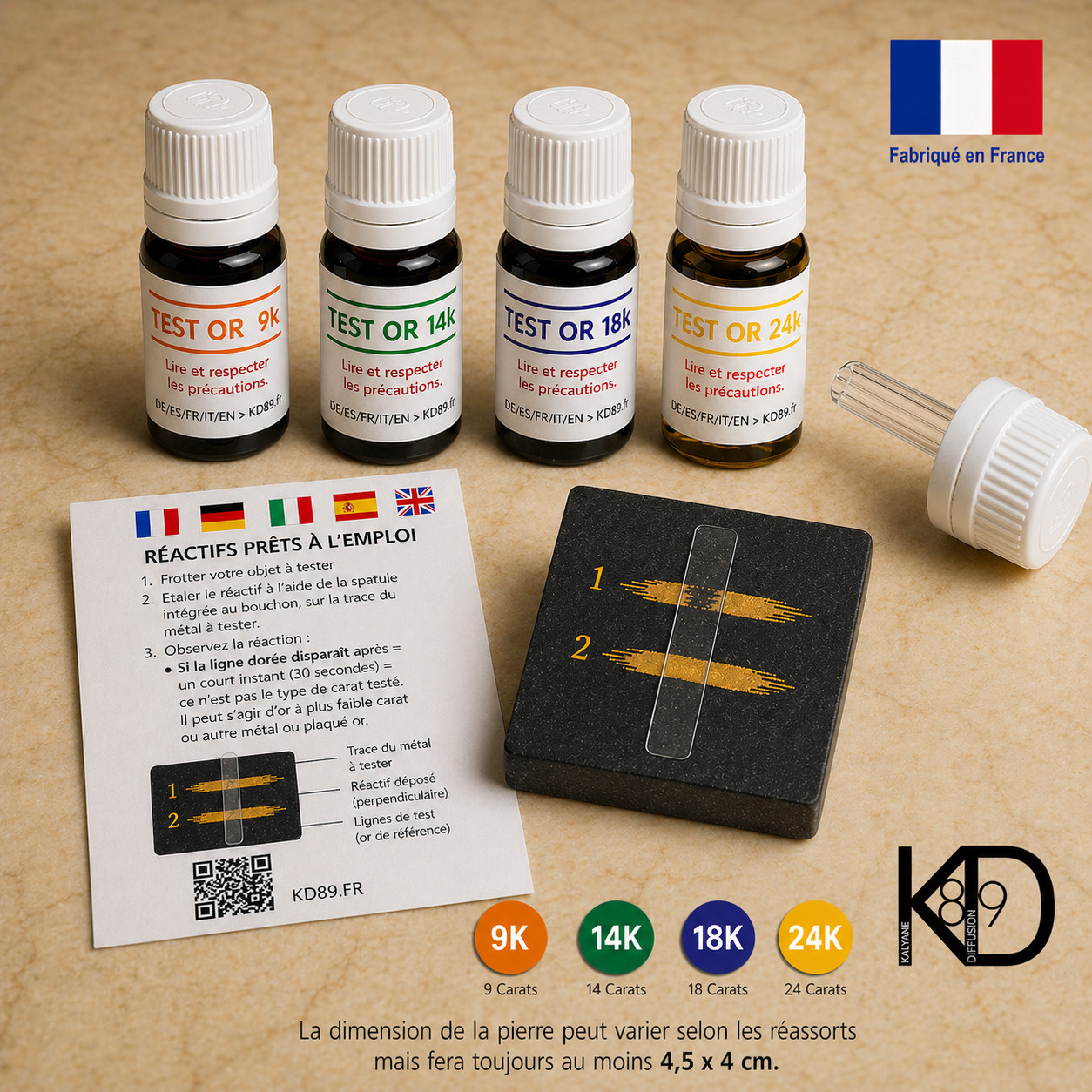 Kit testeur d'or avec pierre de touche en schiste pour estimer vos bijoux de famille